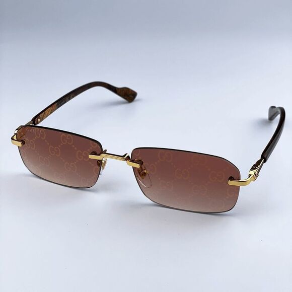 NEW Gucci GG1221S 004 Gold Yellow Red Mirrored Square Unisex Sunglasses main image 11